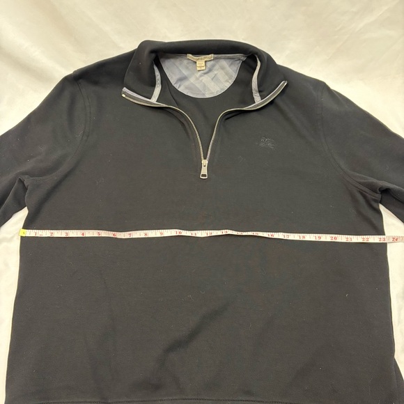 Burberry Men’s XL Quarter Zip Pullover Sweatshirt 100% Pima Cotton Black Soft - Picture 8 of 10